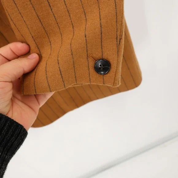 NWT Madewell Blazer Women's 12 Stripe Oversized Brown Pinstripe Notch Lapel wool - Picture 5 of 14